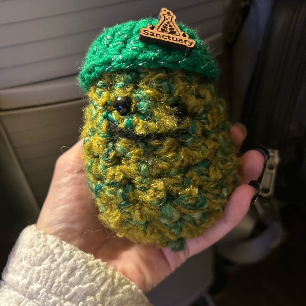 Sanctuary Green and Yellow "Buddy" 🍃 Crocheted Plush, NWOT!